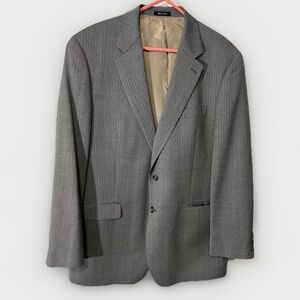 Izod Men’s suit Jacket Size 44 sports coat Brown Herringbone Tweed Business